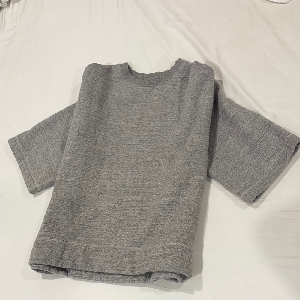 Nico Nicholson & Nicholson Grey Cropped Short Sleeve Structured Crew Neck